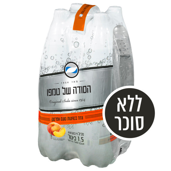 סודה בנגיעות טעם אפרסק, 1.5 ליטר, רביעייה