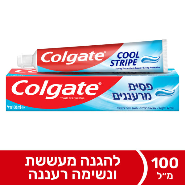 קולגייט משחת שיניים פסים מרעננים וג'ל להגנה מפני עששת