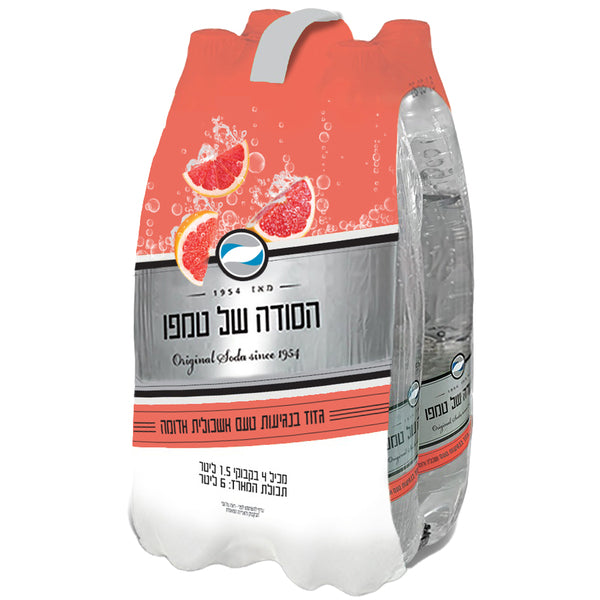 סודה בנגיעות בטעם אשכולית אדומה רביעייה