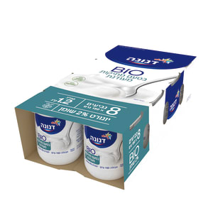 שטראוס יוגורט במתיקות מעודנת 2% ללא תוספת סוכר- מארז 8 יח