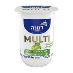 דנונה מולטי יוגורט עם תפוח 3% שומן דל לקטוז