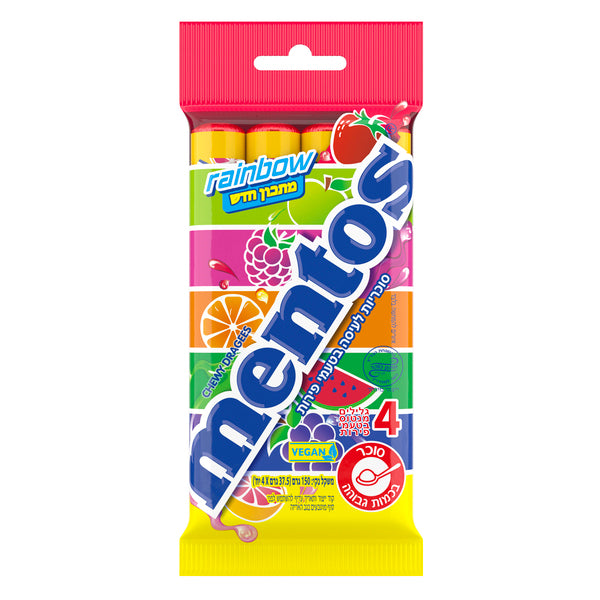 רביעיית סוכריות מנטוס בגליל ריינבו בטעמי פירות