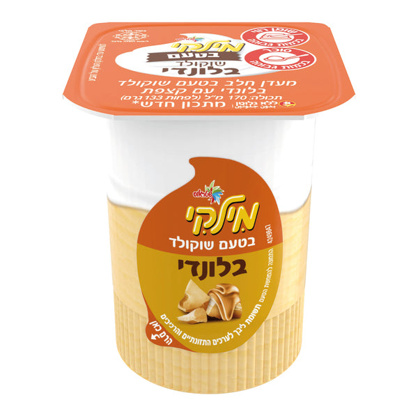 מילקי מעדן חלב בטעם שוקולד בלונדי עם קצפת