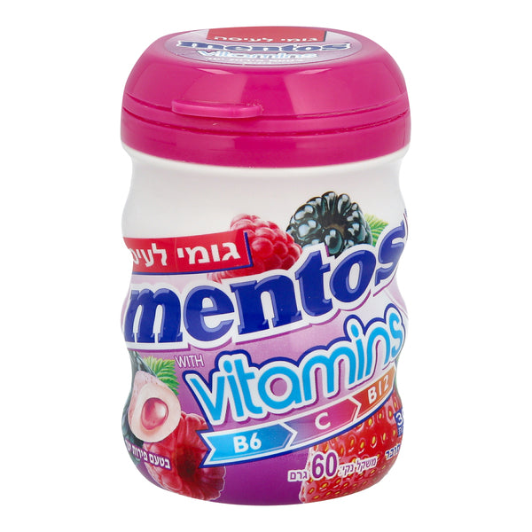 מסטיק מנטוס ויטמין ללא סוכר בטעם פירות יער