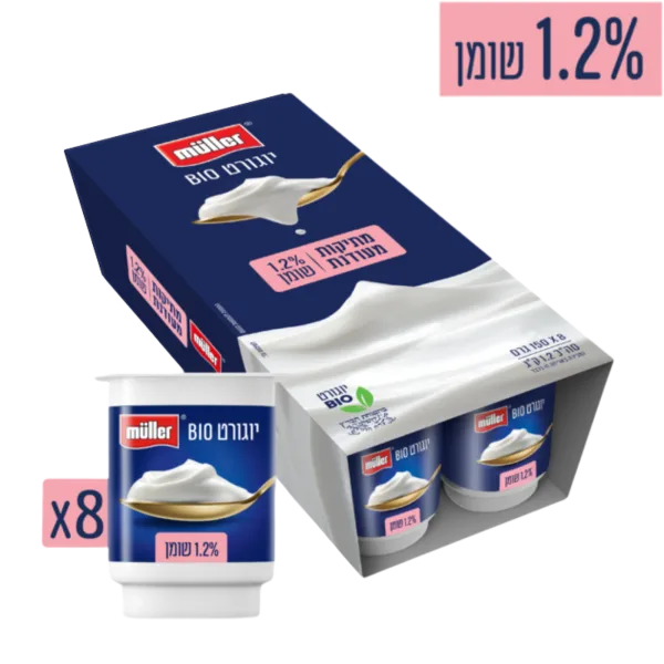 מולר | מארז שמינייה מולר יוגורט ביו במתיקות מעודנת 1.2% שומן