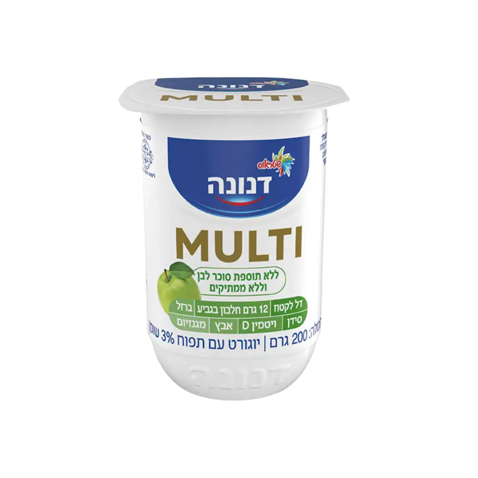 שטראוס דנונה מולטי יוגורט עם תפוח 3% שומן דל לקטוז