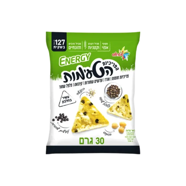 אנרג'י | פריכיות חומוס,אורז,עדשים שחורות וקינואה עם פלפל שחור