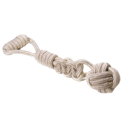 כדור חבל עם ידית לכלב