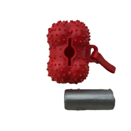 מתקן שקיות לאיסוף צרכים בצורת עצם עם גליל שקיות