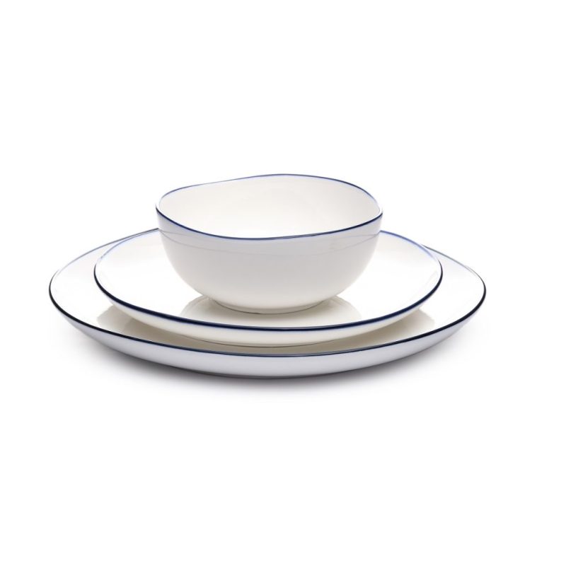 סט 18 צלחות דגם אוקינוס פס כחול