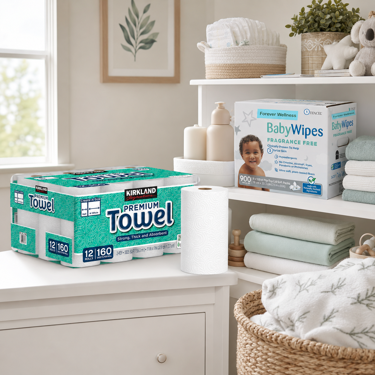 Home Essentials Bundle | Kirkland Paper Towels & Forever Wellness Baby Wipes – Image 2