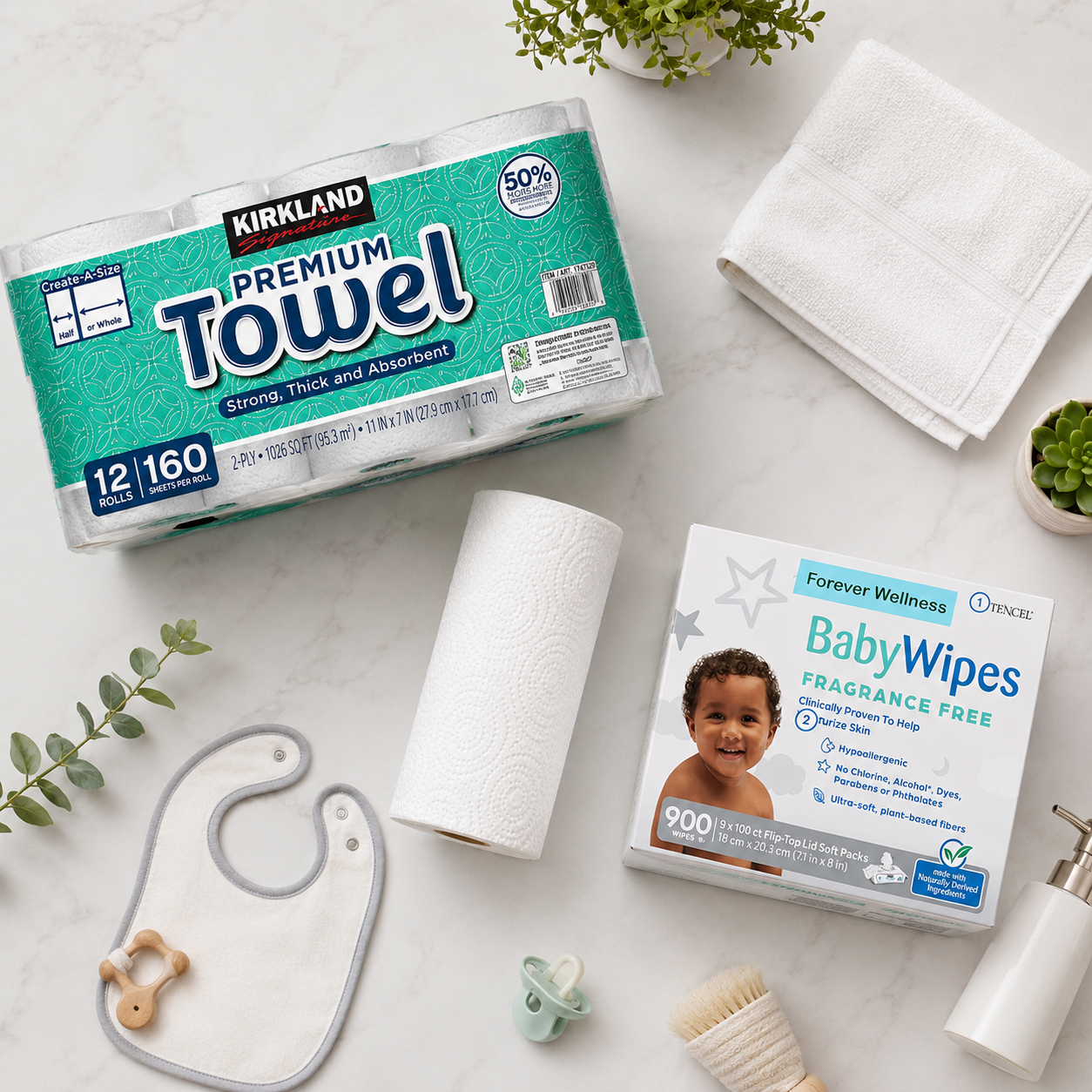 Home Essentials Bundle | Kirkland Paper Towels & Forever Wellness Baby Wipes – Image 3