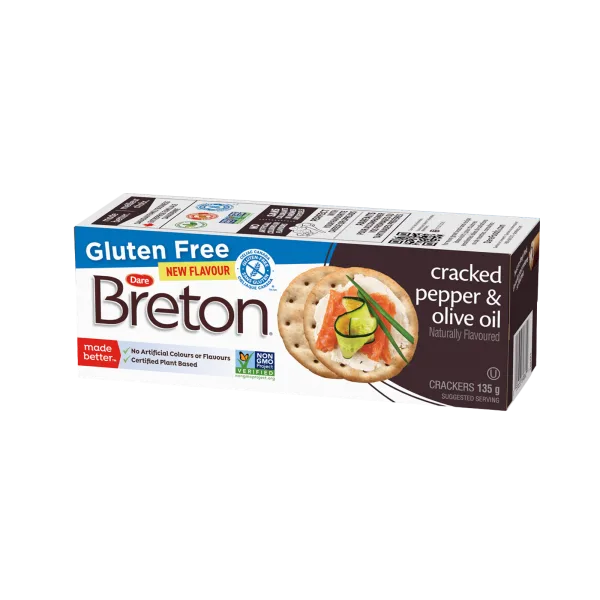 Breton | קרקר עם שמן זית ופלפל שחור ללא גלוטן